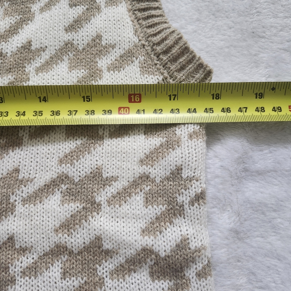 JESSICA SIMPSON Women's V-Neck Grandpa Knit Sweater Vest Small Cream Beige Trend - Picture 6 of 8